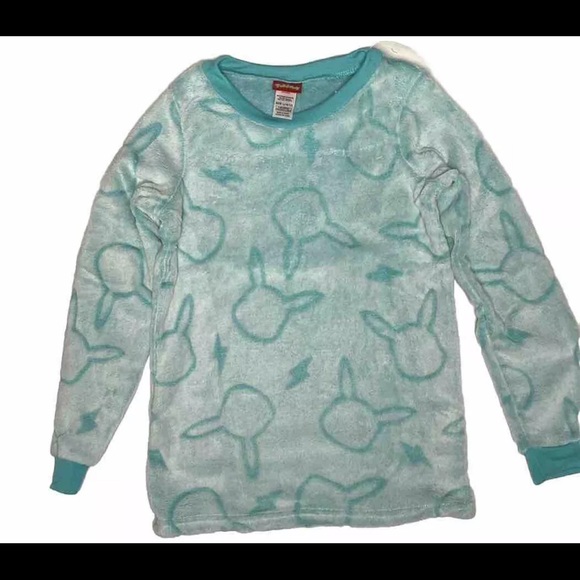 Pokemon Pikachu Plush Pajama 2 PC Set Green Girls - Picture 3 of 4